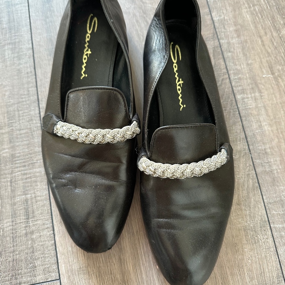 Santoni flats with beautiful jeweled detail